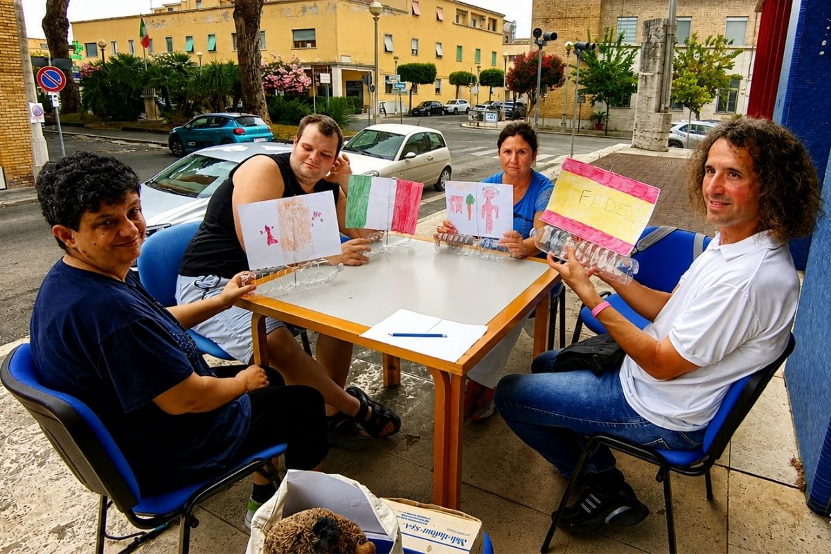 beneficiari del centro diurno l'amicizia in attività esterna